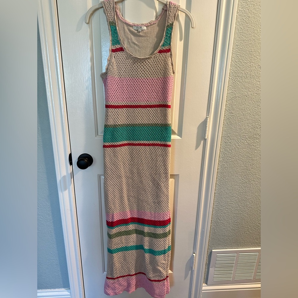 Striped Multicolor Crochet Maxi Dress-Make an Offer!